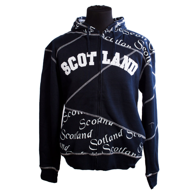 Scotland Scroll Hooded Zip Top Navy