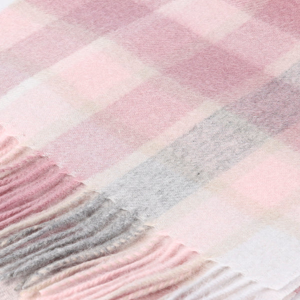 Edinburgh 100% Lambswool Tartan Scarf Artillery Check Light Pink