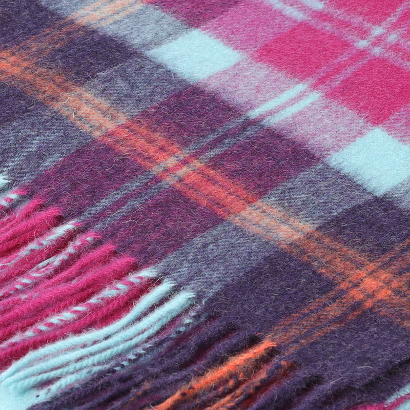 Edinburgh 100% Lambswool Tartan Scarf Baird Check Turquoise