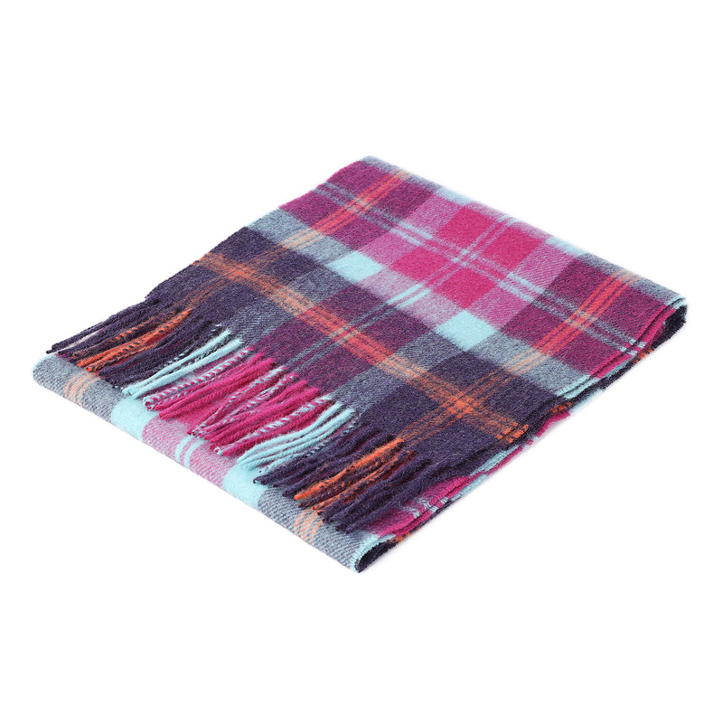 Edinburgh 100% Lambswool Tartan Scarf Baird Check Turquoise