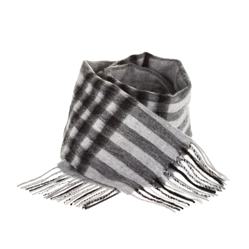 Edinburgh 100% Lambswool Tartan Scarf Chequer Tartan Dk Grey