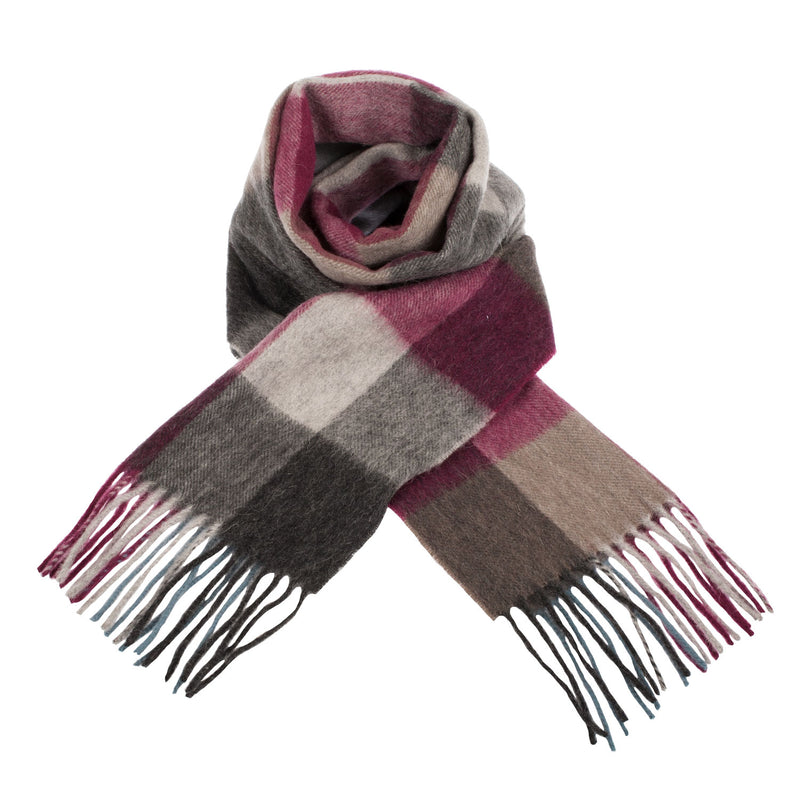 Edinburgh 100% Lambswool Tartan Scarf Checkers - Burgundy