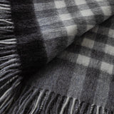 Chequer Tartan 90/10 Cashmere Blanket Black