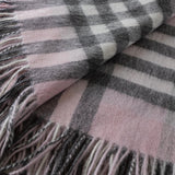 Chequer Tartan 90/10 Cashmere Blanket Chalk