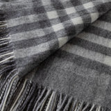 Chequer Tartan 90/10 Cashmere Blanket Grey