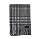 Chequer Tartan 90/10 Cashmere Blanket Grey