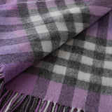 Chequer Tartan 90/10 Cashmere Blanket Heather