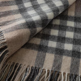 Chequer Tartan 90/10 Cashmere Blanket Natural