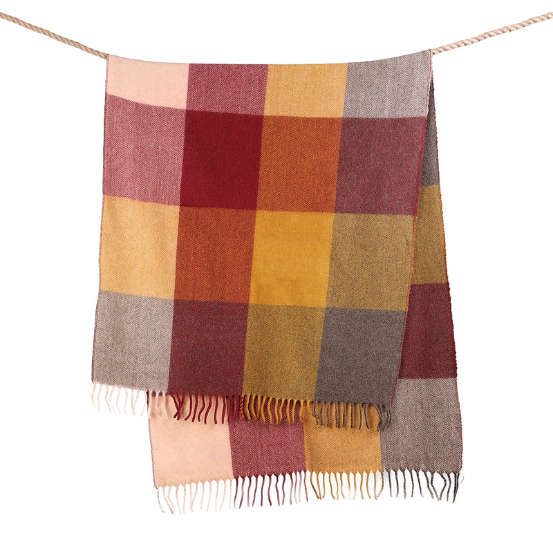 Block Check Herringbone Knee Blanket Light Spice