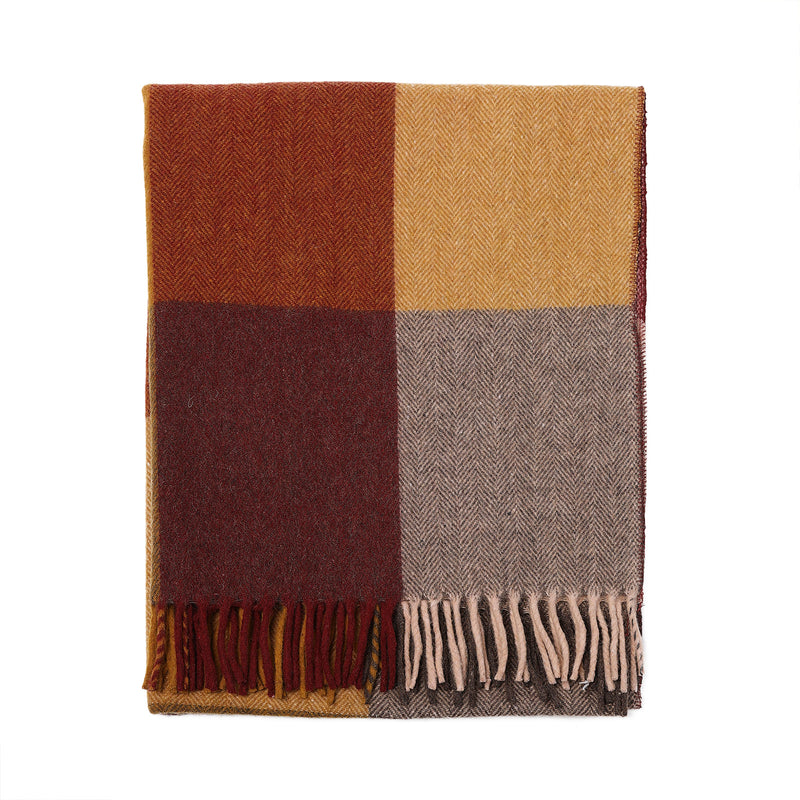 Block Check Herringbone Knee Blanket Light Spice