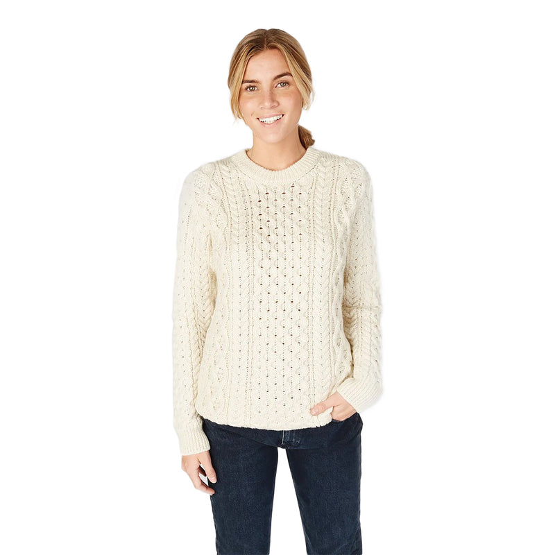 Ladies Honeycomb Stitch Blasket Sweater Natural