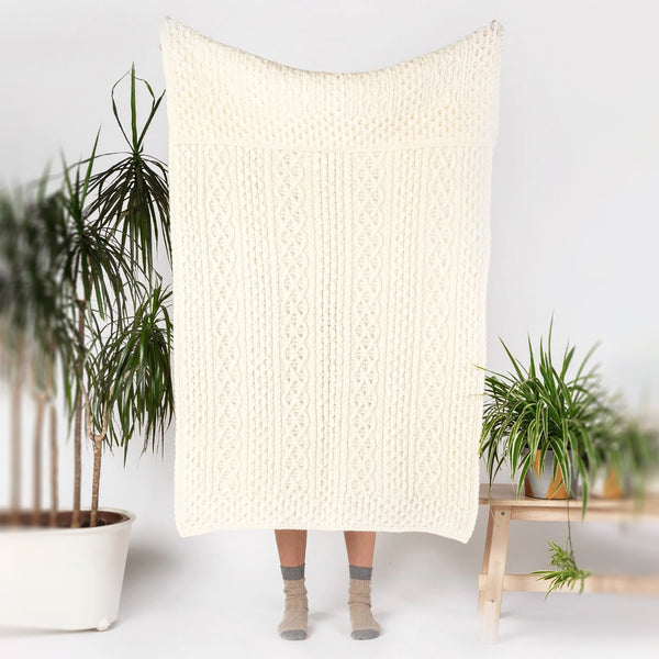 Luxe Aran Throw Luxe White