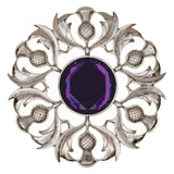 Scottish Thistle Plaid Brooch Dark Amethyst