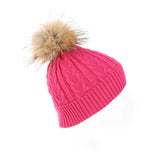 Cable Pom Hat Ft Raspberry/Natural