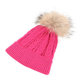 Cable Pom Hat Ft Raspberry/Natural