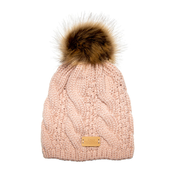 Aran Cable Natural Fur Tammy Hat