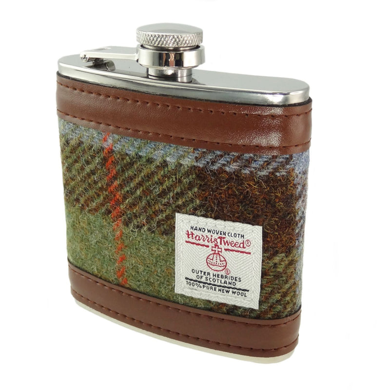 Harris Tweed Hip Flask Macleod Tartan