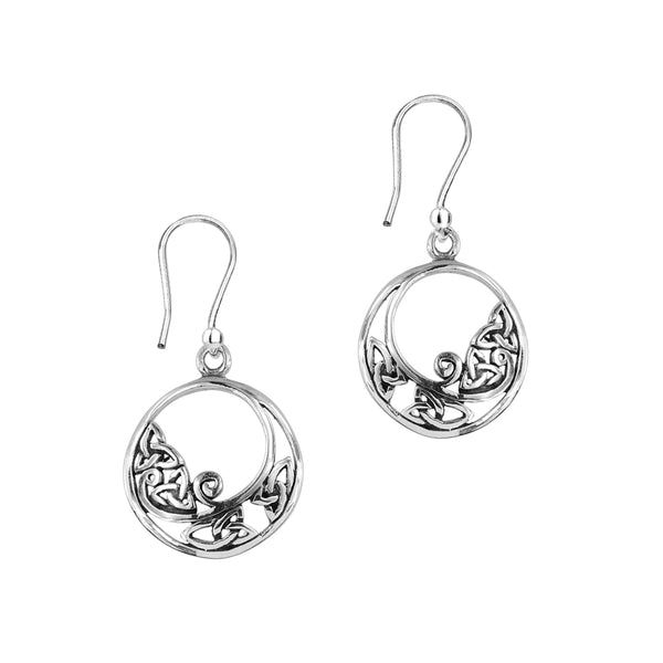 Celtic Trinity Knots Silver Round Drop Earrings 'Carol'