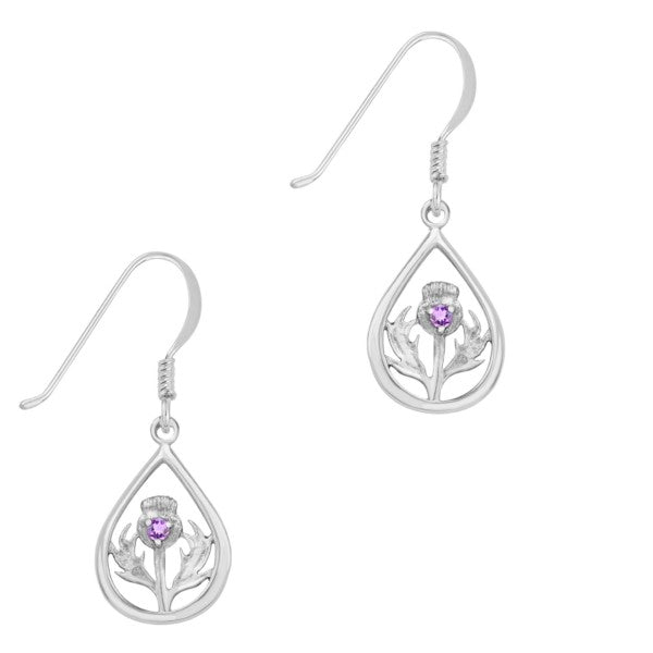 Scottish Thistle Earrings Pear Shape Wit