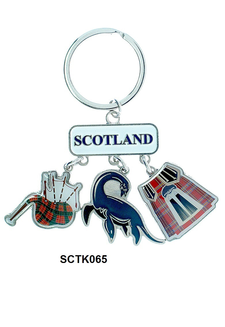 Charm Keyring - Kilt/Nessie/Bagpiper