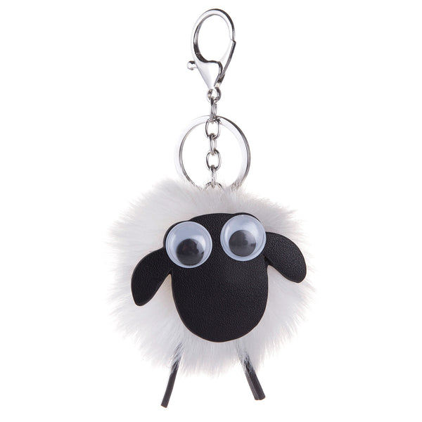 Scotland Sheep Pom Pom Keyring